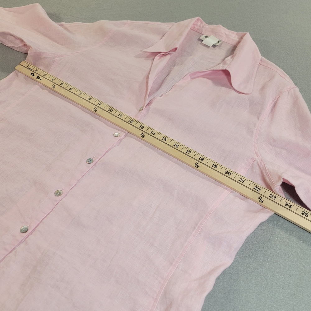 David N Woman 100% Linen Button Front Top Tunic Blouse 3/4 Sleeve Pink Womens 1X - Picture 6 of 10
